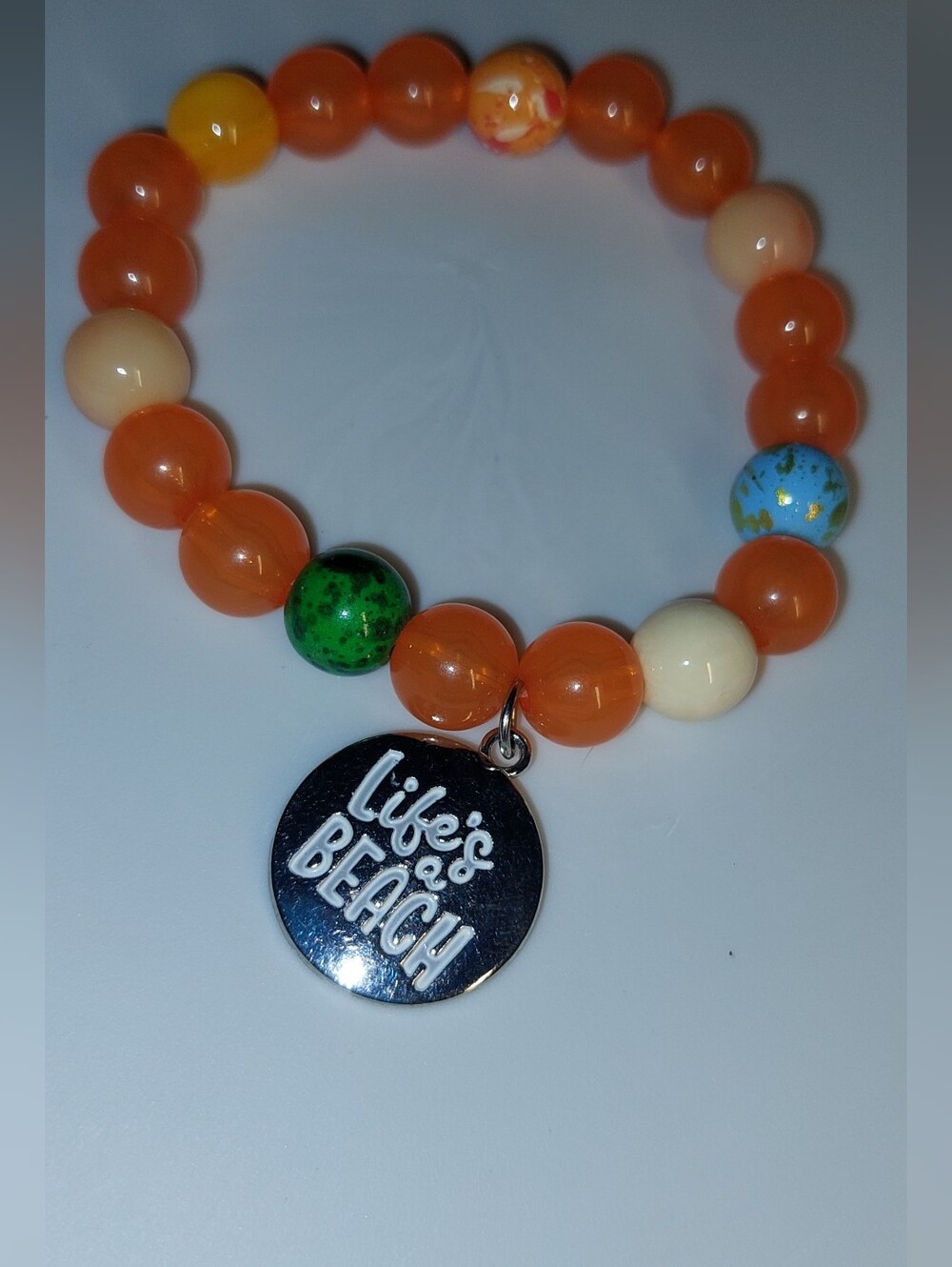 Life's a Beach Orange Beaded Charm Bracelet